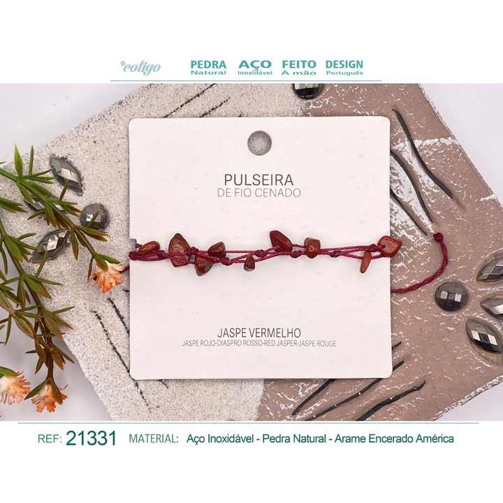 Waxed thread bracelet with red jasper - Jewelry and charms