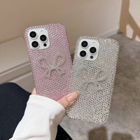 Luxe Bowknot Strass Couverture de Téléphone Diamant Bling Brillant Étui de Téléphone Portable pour iPhone 1: 6 PM Plus 13-Vente Chaude Galvanoplastie