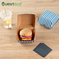 Boîte à hamburger en papier en forme de coquille de palourde sur mesure, emballage pour restauration rapide, boîte à hamburger en papier micro-ondable