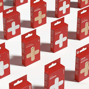 Caja de Embalaje para Bandas Adhesivas de Papel Reciclado Brillante de Diseño Moderno con Forro de Esponja, Caja de Cartón Ecológica Personalizada para Colgar en la Oreja - Product Image 1