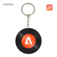 Porte-clés en vinyle rétro imprimé musical de 5 cm, mini sous-verre vierge, avec logo personnalisé, album CD, NFC, vente en gros