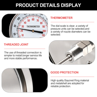High Quality Factory Sales OEM Stainless Steel Easy Reading Industrial Bimetal Temperature Gauge IP65 Rated Anti-Burn Protection