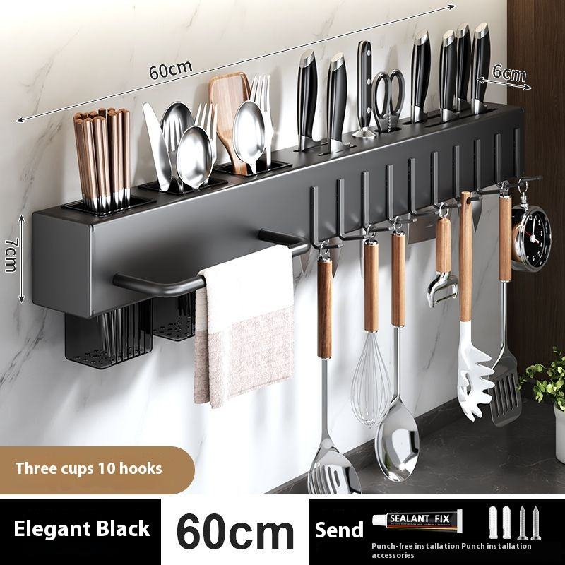 Smart Kitchenware Organizer with Metal Hooks Modern Wall-mounted Storage Rack for Cooking Utensils Kitchen Knives for Home Use · image 4