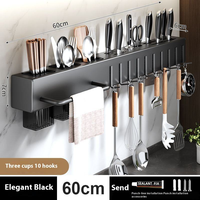 Organisateur de cuisine intelligent avec crochets en métal Support de rangement mural moderne pour ustensiles de cuisine Couteaux de cuisine à usage domestique