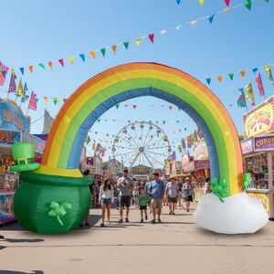 Arche gonflable trèfle arc-en-ciel et chaudron magique pour la Saint-Patrick avec lumières LED pour la décoration extérieure de jardin et de festival - Product Image 1