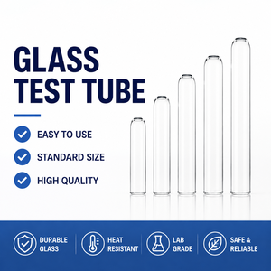 Tubos de ensayo de vidrio borosilicato transparente para laboratorio, varias especificaciones, tubos de ensayo de vidrio para uso en investigación y enseñanza. - Product Image 1