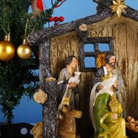 Crèche de Noël en résine de 15 pouces, décorations de scène de la Nativité, cadeau de Pâques, décoration d'intérieur