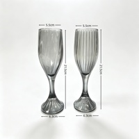 Flûte à champagne grise fumée côtelée à rayures verticales, verre à pied long en cristal pour mariage, fête, bar, vente en gros, logo personnalisé