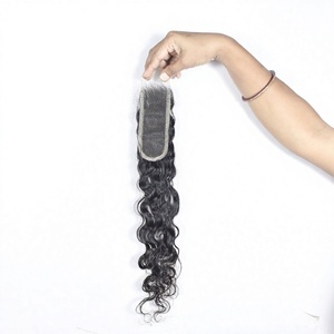 100% barato crudo vietnamita virgen cutícula alineada suelta profunda 2*6 HD encaje Bodywave negro templo extensiones de cabello humano - Product Image 1