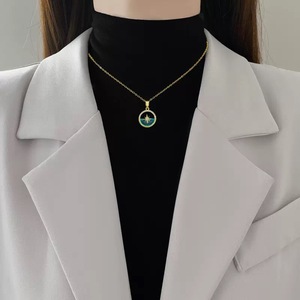 Collana a catena in acciaio inossidabile 316L <span class=keywords><strong>serie</strong></span> Marine con ciondolo a forma di delfino in rame intarsiato con diamanti, gioiello per donna - Product Image 4