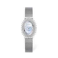 Montre à quartz pour femme Scottie 9762, ovale, incrustée de diamants, motif tournesol et épis de blé, bracelet en acier inoxydable, boîtier en alliage