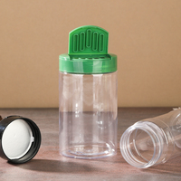 Botellas redondas vacías de plástico para especias con tapa abatible, sello de seguridad, condimento de grado alimenticio, pimienta, botella de polvo frío, embalaje 120 220 ml