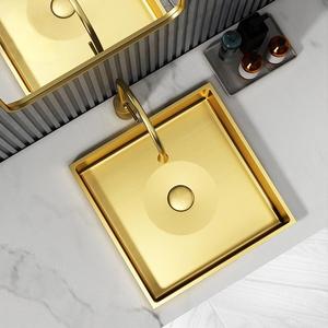 Bacia luxuosa moderna do ouro para o dissipador do banheiro sem característica limpa fácil pia da bacia do torneira perfeita para a casa - Product Image 3