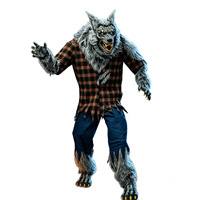 Décorations d'extérieur d'Halloween grand format transfrontalières : Figurines de loup-garou et de fantôme en plastique rotatives, rechargeables par batterie, pour adultes