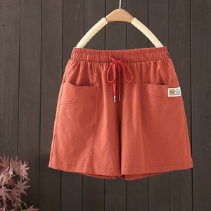Women's Casual Shorts Elastic Waist Tie Belt Loose Fit High Waist Wide Leg A Line Breathable Cotton Summer Pants - Product Image 1