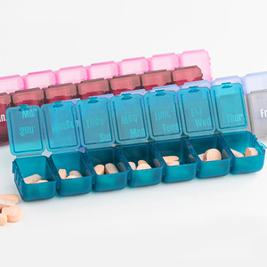 Boîte à pilules hebdomadaire de voyage en gros, organiseur portable en plastique à compartiments, étuis à pilules <span class=keywords><strong>pour</strong></span> vitamines, boîte à médicaments - Product Image 2