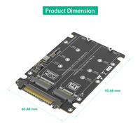 Adaptor Dual M.2 Key B+M ke U.2 SFF-8639, Kartu Konverter 2-in-1 M2 ke U.2 SFF8639/SAS/Dengan Penutup Plastik Hitam