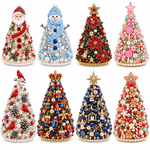 DIY Plastic <b>Christmas</b> <b>Tree</b> Beading Kit Model XH 8 Styles 19cm <b>Table</b> Ornament Holiday Craft Gift Wholesale - Product Image 1