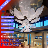 Lustre surdimensionné à pétales de fleurs réglable en hauteur DUOMEIJU pour plafond haut, atrium, hôtel, éclairage suspendu sculptural personnalisé