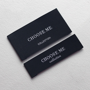 High Quality Custom Made Necktag Clothing Woven Labels Center Fold Neck Tags for Garments Shoes Bags-Factory Direct - Product Image 1