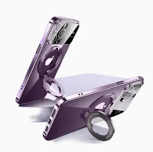 Magnetic Stand Holder Phone Case For Iphone 15 13 11 12 14 Pro Max Plus Support For 13 12 14 15 Promax Transparent Cover
