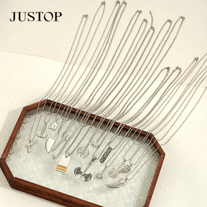 JUSTOP OEM/Vente en gros Collier pendentif personnalisé en acier inoxydable étanche plaqué or argent Chaîne à maillons Style Europe Amérique - Product Image 6