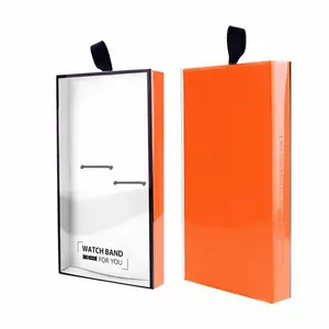 사용자 정의 로고 투명 PVC 시계 밴드 종이 상자 전자 제품 스마트 애플 스포츠 팔찌 포장 상자 사용자 정의 로고