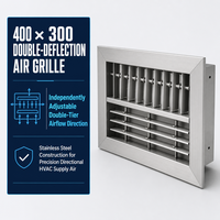 Grille d'aération à double déflection réglable en acier inoxydable, carrée moderne 400mm*300mm, vente directe usine