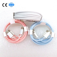 Kabel Data Ponsel USB C 2M Kepang 60w Tipe C PD untuk Iphone 15 ProMax 16/16 Pro Max/17 Pro Nilon Eksklusif