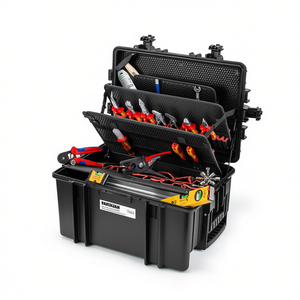 Caja de herramientas robusta Electro 63 piezas con ruedas y compartimentos para mecánicos, organizador profesional. - Product Image 1