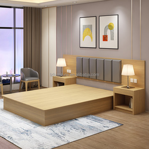 Custom Low Cost Modern Hotel Bedroom Furniture Set with Wooden Platform Bed Base <b>Headboard</b> Nightstands for Hospitality Projects - Product Image 6