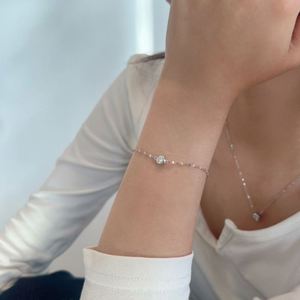 Dylam Simplicity Design High Jewelry 925 Silver Tarnish Free Solitaire D VVS1 Moissanite Stone Pendant Link Chain <b>Bracelets</b> - Product Image 2