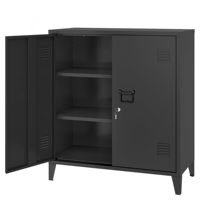 Armoire de rangement en acier moderne et durable avec portes doubles verrouillables et étagères réglables pour la maison, le bureau, le garage, le café
