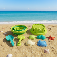 Ensemble de 8 jouets de plage en plastique pour enfants, comprenant un seau château rond, une pelle, un râteau et des moules d'animaux, kit de jeu d'été en plein air