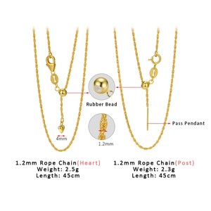 Cadenas de cuerda de 1,2mm Plata de Ley 925 Italia enlace fino ajustable corazón <span class=keywords><strong>poste</strong></span> trenzado collar joyería fina rollo al por mayor - Product Image 6