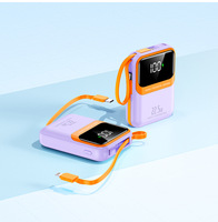 Batterie externe compacte et portable à charge rapide au lithium-ion avec câble intégré, capacité 10000 mAh