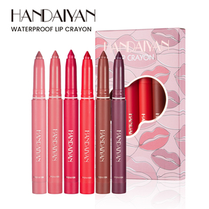 Handaiyan Lot de 6 crayons à lèvres mats et imperméables à l'eau pour définir la ligne des lèvres avec taille-crayon intégré, marque privée - Product Image 3