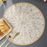 Vente en gros de sets de table en jute de style bohème personnalisés, imprimés circulaires, pour restaurant, table de salle à manger, fête de mariage, carton