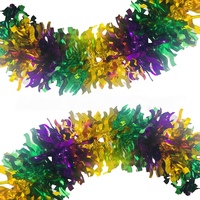 Guirlande de Mardi Gras en Tinsel, Rond, Violet, Or, Vert, Décoration Suspendue pour Porte, Mur, Fête, Carnaval