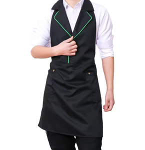 Delantal de Camarero Unisex de Manga Corta de Lona Vesbhusha Apruni, Uniformes con Logotipo Bordado, Poliéster/Algodón, para Restaurante y Bar - Product Image 3