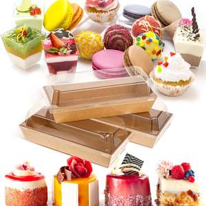 Brown Kraft Paper Mini Sushi Padaria Cookie Cupcake Recipiente com tampa clara para frutas e alimentos Display - Product Image 6