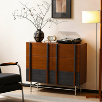 Buffet de style nordique japonais, meuble de rangement mural en bois massif de style ancien pour salon de villa