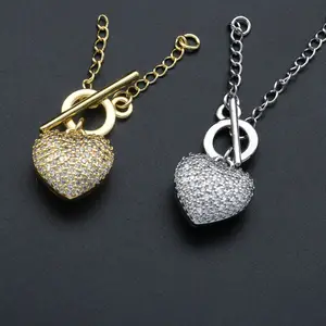Уникальный дизайн, позолоченная посеребренная латунь, прелестное сердце, застежка для женщин, браслет, ожерелье