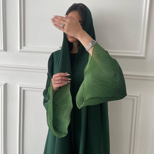 Árabe Abaya mujeres vestido Kimono plisado manga acampanada ropa islámica alta calidad elegante Dubai Abaya Cardigan Kaftans - Product Image 4