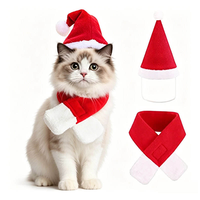 Ensemble de costumes de Noël pour animaux de compagnie, bonnet et écharpe de Père Noël pour chats, petits chiens, accessoires de tenue de Noël pour animaux de compagnie