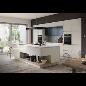 Muebles de Cocina Personalizados, Gabinetes de Cocina Modernos de Alto Brillo, Muebles de Cocina Modulares de Madera, Almacenamiento de Tablero de Melamina con Isla - Product Image 2