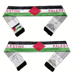Bufanda Promocional con la Bandera Nacional de Palestina, Bufanda de Satén con Diseño Personalizado para Aficionados al Fútbol, Eventos Deportivos - Product Image 1
