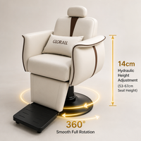 Fauteuil de Barbier Inclinable Crème Blanc en Cuir PU avec Accents Mocha, Appui-tête et Repose-pieds Rembourrés pour Salon de Coiffure, Spa et Studio de Coiffage