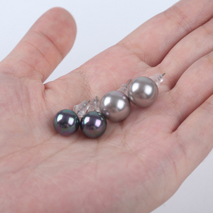 10/12mm Tahiti Black/Grey Color Natural Round Shape Shell Beads Mother of <strong>Pearl</strong> Jewelry <strong>Set</strong> - Product Image 5