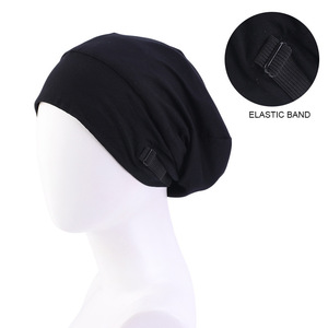 Durag unisexe <span class=keywords><strong>en</strong></span> <span class=keywords><strong>coton</strong></span> tissé double couche, couleur unie, doublure satinée, bouton réglable, éco-responsable, élastique, anti-… personnalisable - Product Image 3